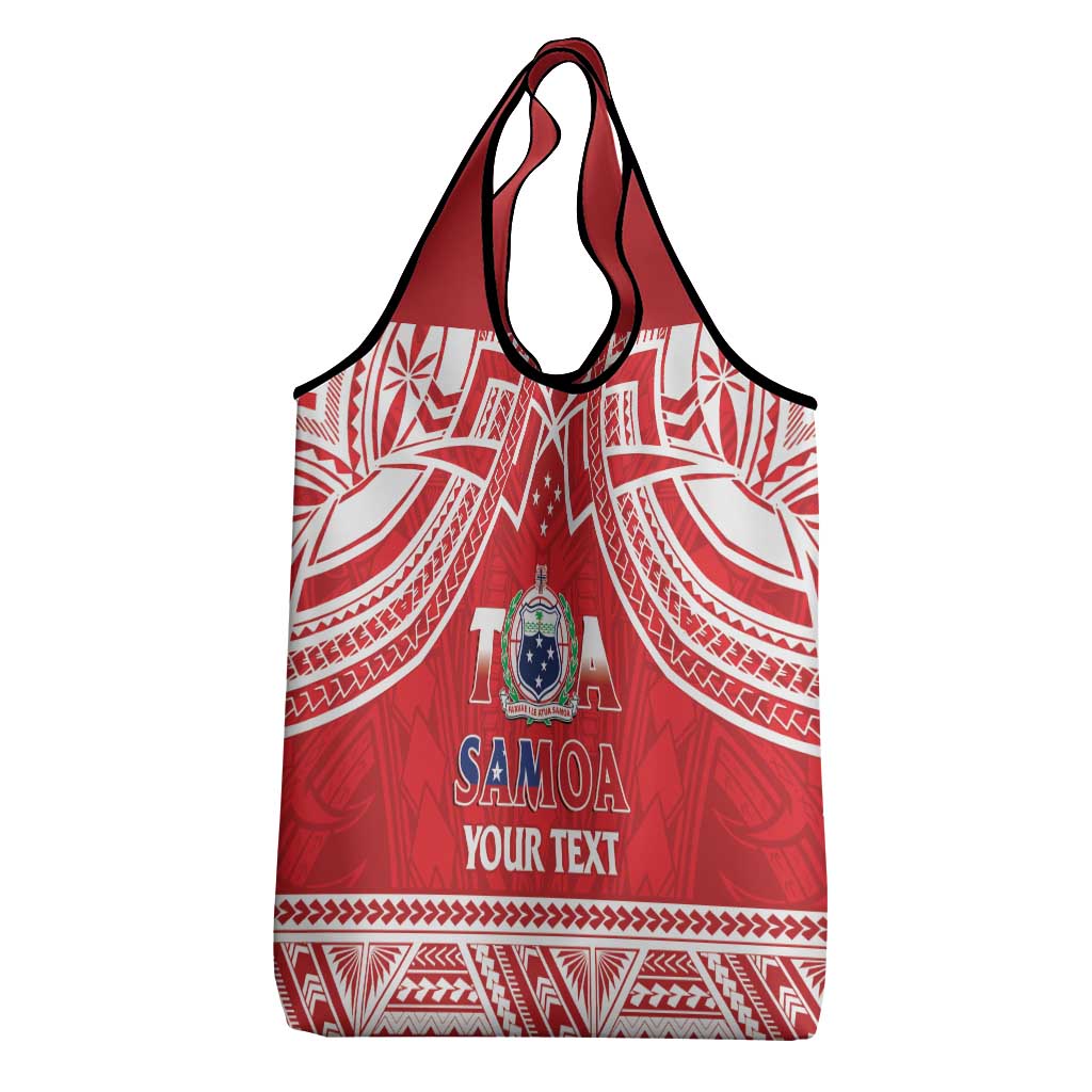 Samoa Rugby Custom Grocery Bag Toa Samoa Pacific Sporty Red - Polynesian Pride