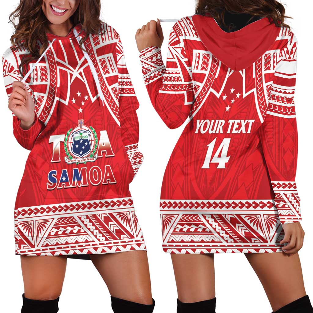 Samoa Rugby Custom Hoodie Dress Toa Samoa Pacific Sporty Red - Polynesian Pride