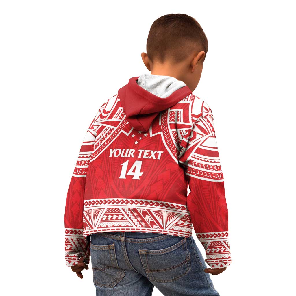 Samoa Rugby Custom Kid Hoodie Toa Samoa Pacific Sporty Red - Polynesian Pride