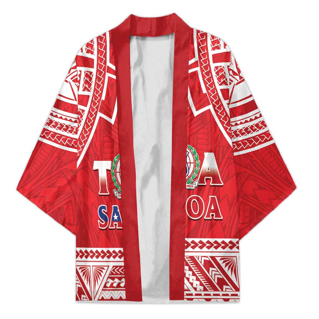 Samoa Rugby Custom Kimono Toa Samoa Pacific Sporty Red - Polynesian Pride