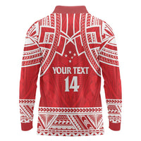 Samoa Rugby Custom Long Sleeve Polo Shirt Toa Samoa Pacific Sporty Red - Polynesian Pride