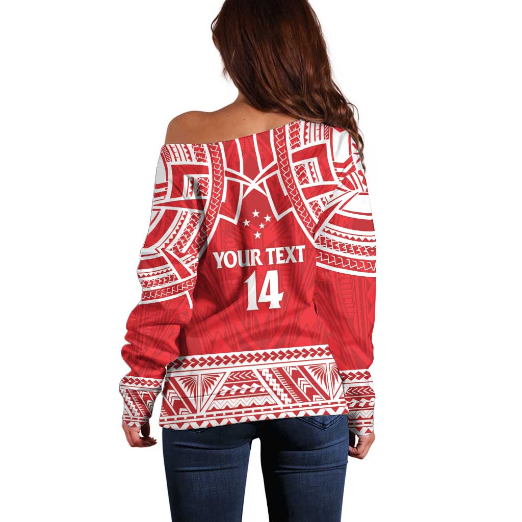 Samoa Rugby Custom Off Shoulder Sweater Toa Samoa Pacific Sporty Red - Polynesian Pride