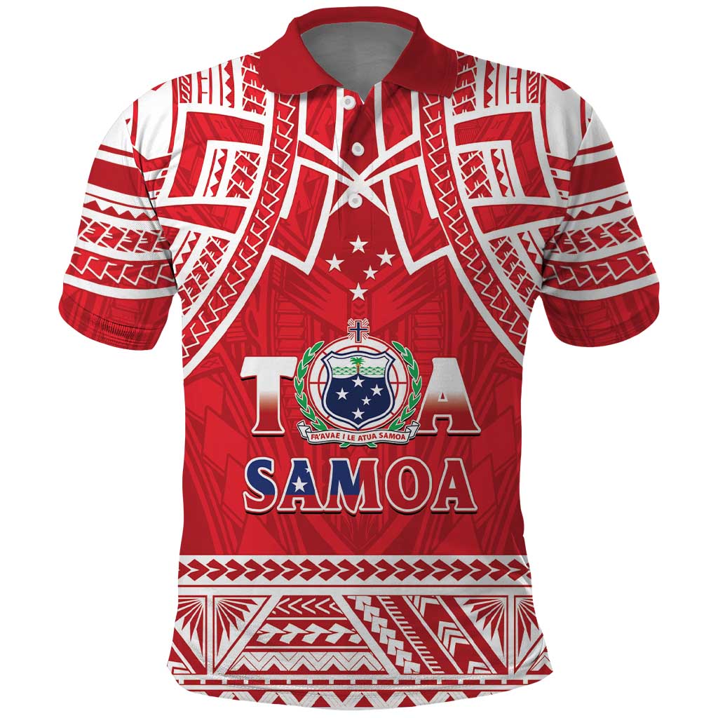 Samoa Rugby Custom Polo Shirt Toa Samoa Pacific Sporty Red - Polynesian Pride