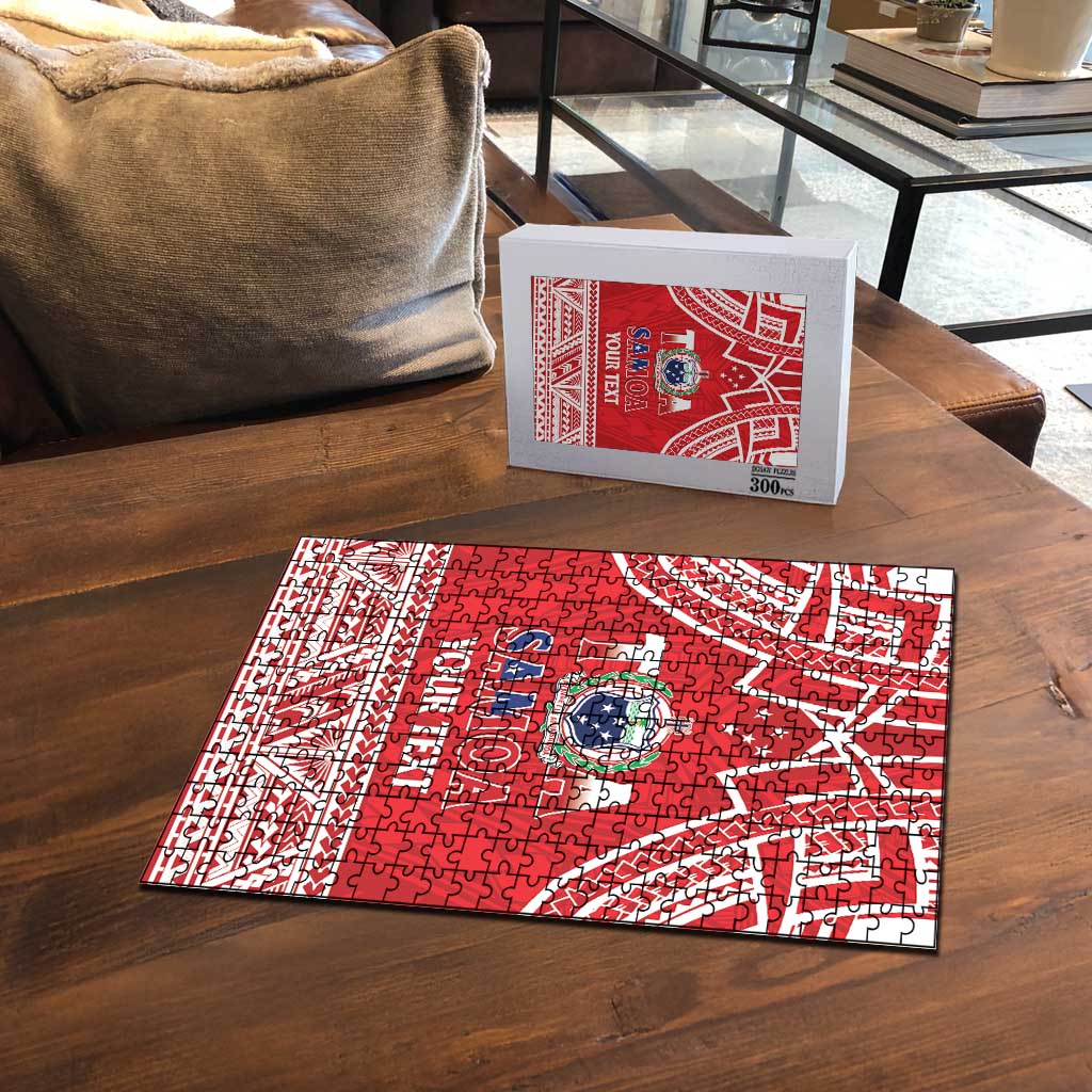 Samoa Rugby Custom Puzzle Toa Samoa Pacific Sporty Red - Polynesian Pride