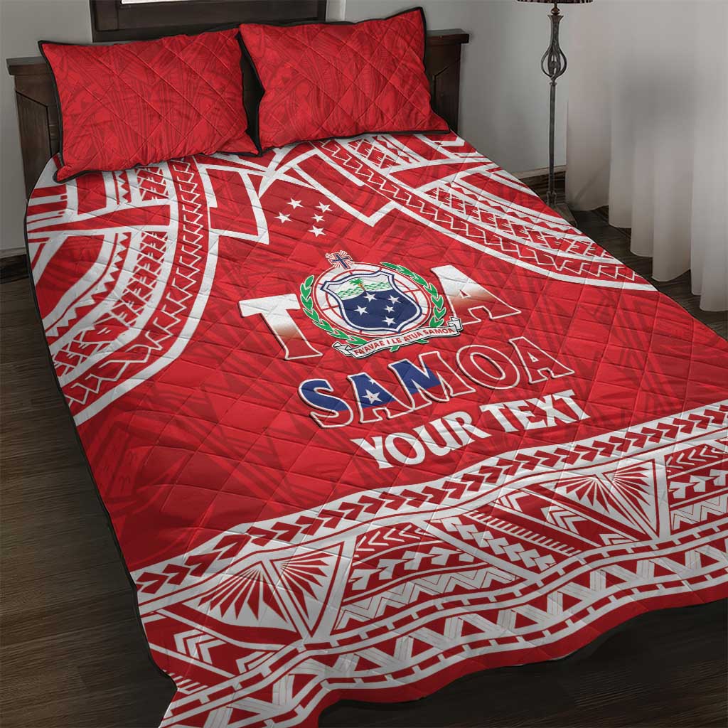 Samoa Rugby Custom Quilt Bed Set Toa Samoa Pacific Sporty Red - Polynesian Pride