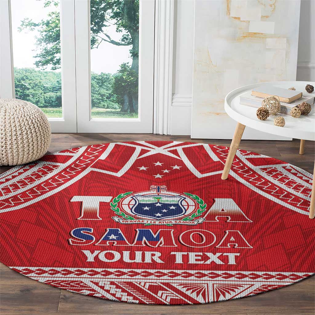 Samoa Rugby Custom Round Carpet Toa Samoa Pacific Sporty Red - Polynesian Pride