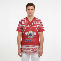 Samoa Rugby Custom Scrub Top Toa Samoa Pacific Sporty Red - Polynesian Pride