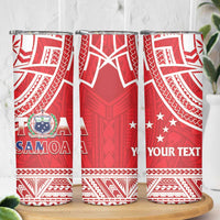 Samoa Rugby Custom Skinny Tumbler Toa Samoa Pacific Sporty Red - Polynesian Pride