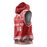 Samoa Rugby Custom Sleeveless Hoodie Toa Samoa Pacific Sporty Red - Polynesian Pride