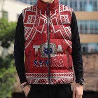 Samoa Rugby Custom Sleeveless Puffer Jacket Toa Samoa Pacific Sporty Red - Polynesian Pride