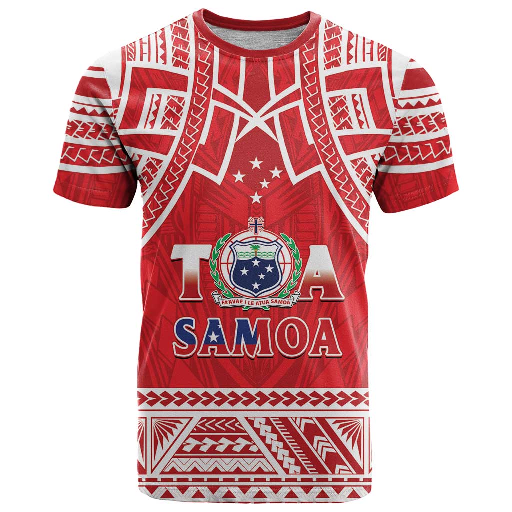 Samoa Rugby Custom T Shirt Toa Samoa Pacific Sporty Red - Polynesian Pride