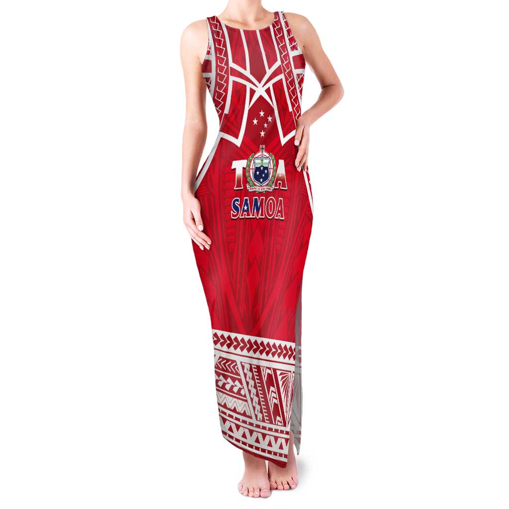 Samoa Rugby Custom Tank Maxi Dress Toa Samoa Pacific Sporty Red - Polynesian Pride
