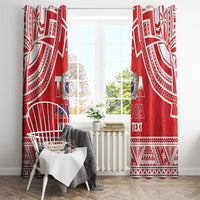 Samoa Rugby Custom Window Curtain Toa Samoa Pacific Sporty Red - Polynesian Pride
