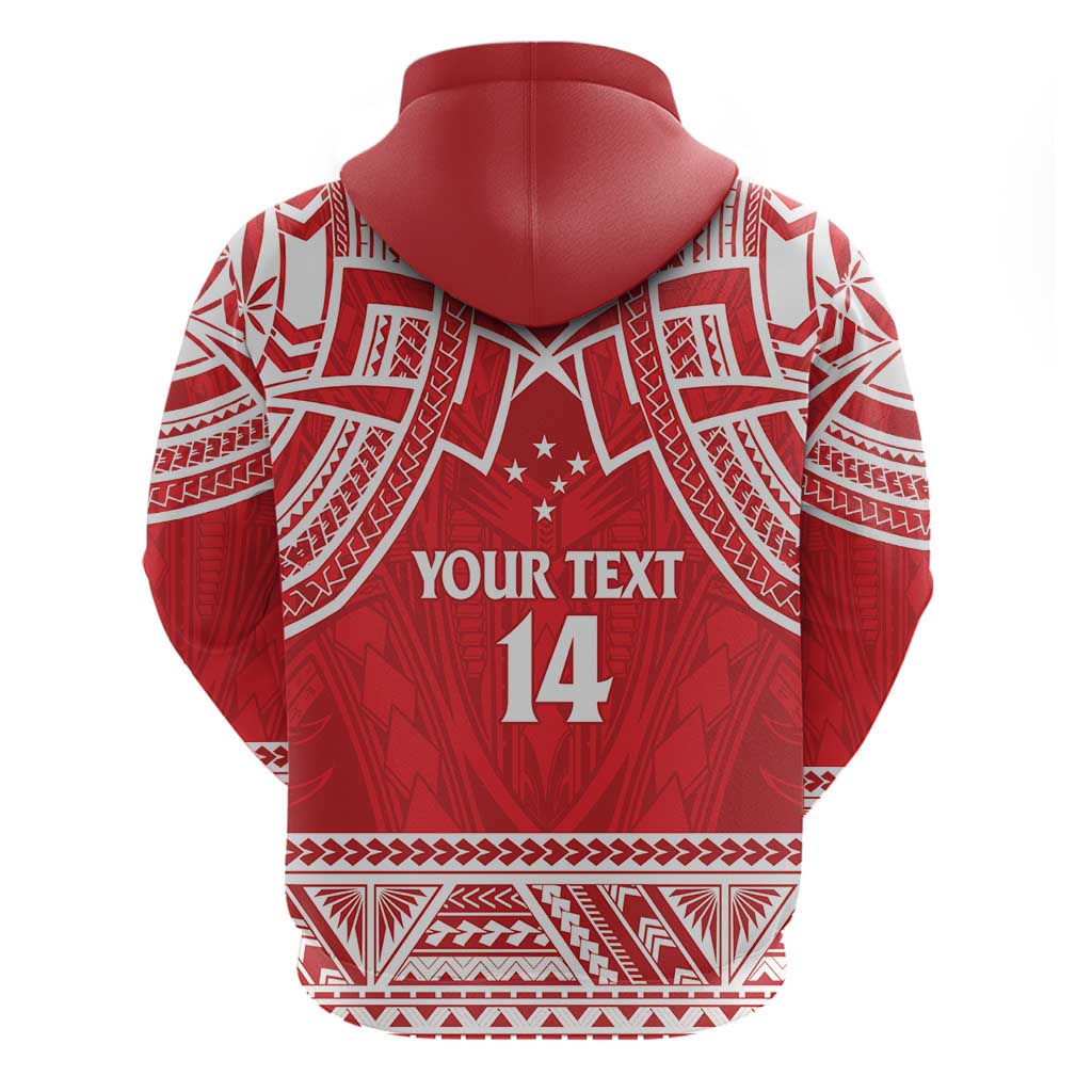 Samoa Rugby Custom Zip Hoodie Toa Samoa Pacific Sporty Red - Polynesian Pride