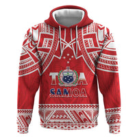 Samoa Rugby Custom Zip Hoodie Toa Samoa Pacific Sporty Red - Polynesian Pride