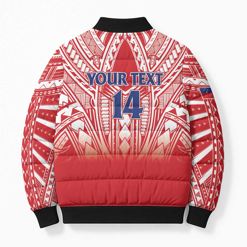 Toa Samoa Rugby Custom Bomber Puffer Jacket Samoa mo Samoa Polynesian Pacific Red - Polynesian Pride