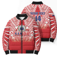 Toa Samoa Rugby Custom Bomber Puffer Jacket Samoa mo Samoa Polynesian Pacific Red - Polynesian Pride