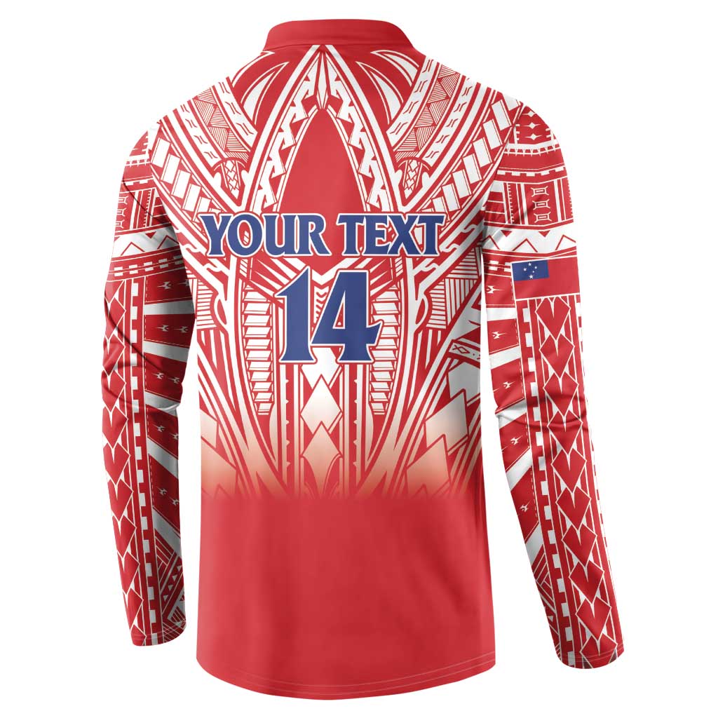 Toa Samoa Rugby Custom Button Sweatshirt Samoa mo Samoa Polynesian Pacific Red - Polynesian Pride