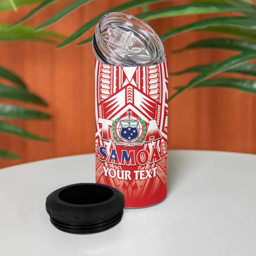 Toa Samoa Rugby Custom 4 in 1 Can Cooler Tumbler Samoa mo Samoa Polynesian Pacific Red - Polynesian Pride