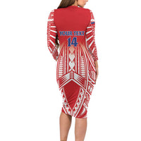 Toa Samoa Rugby Custom Family Matching Long Sleeve Bodycon Dress and Hawaiian Shirt Samoa mo Samoa Polynesian Pacific Red - Polynesian Pride