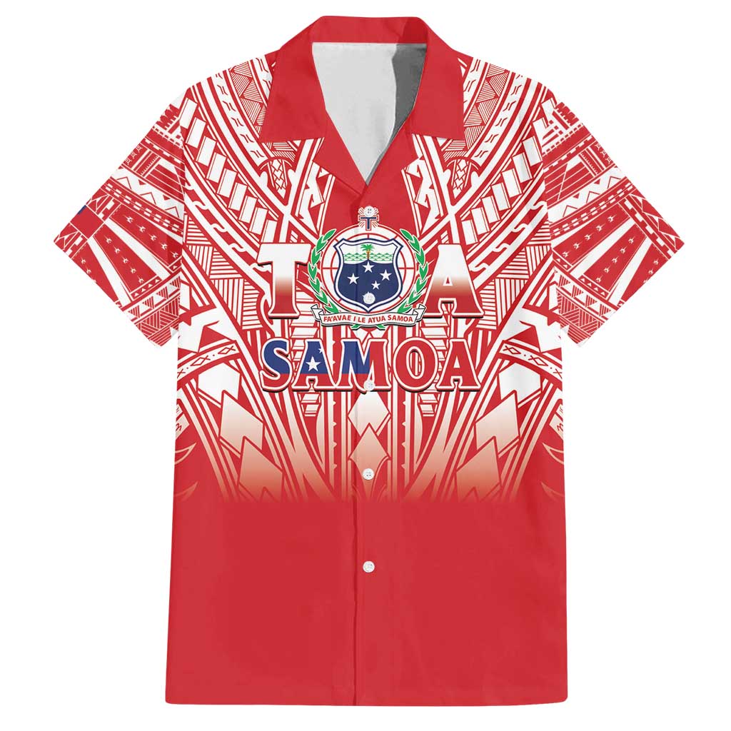 Toa Samoa Rugby Custom Family Matching Off Shoulder Short Dress and Hawaiian Shirt Samoa mo Samoa Polynesian Pacific Red - Polynesian Pride