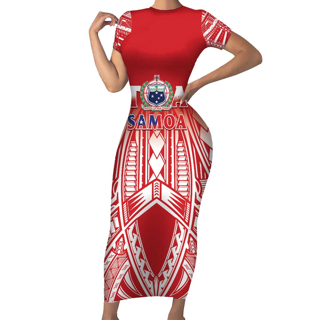 Toa Samoa Rugby Custom Family Matching Short Sleeve Bodycon Dress and Hawaiian Shirt Samoa mo Samoa Polynesian Pacific Red - Polynesian Pride