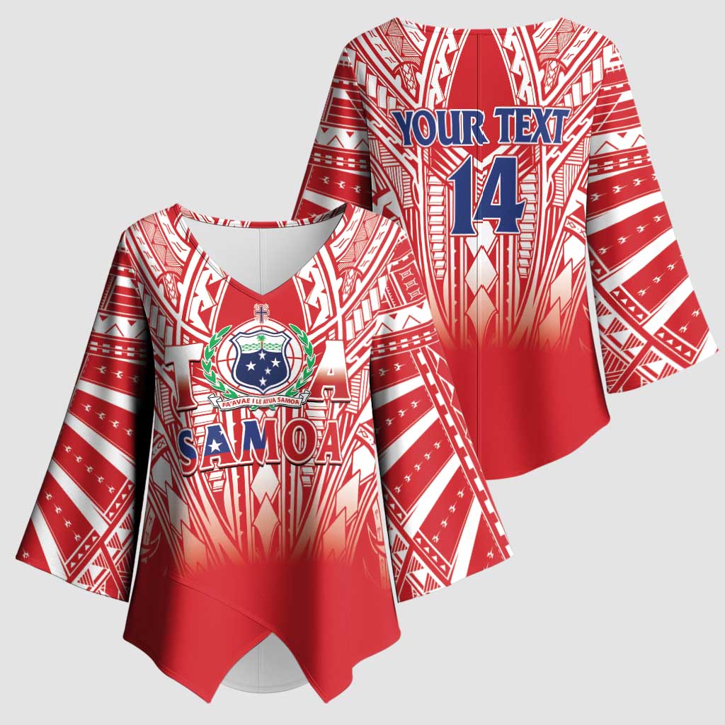 Toa Samoa Rugby Custom Kimono Sleeve Blouse Samoa mo Samoa Polynesian Pacific Red - Polynesian Pride
