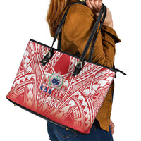 Toa Samoa Rugby Custom Leather Tote Bag Samoa mo Samoa Polynesian Pacific Red - Polynesian Pride