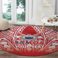 Toa Samoa Rugby Custom Round Carpet Samoa mo Samoa Polynesian Pacific Red - Polynesian Pride