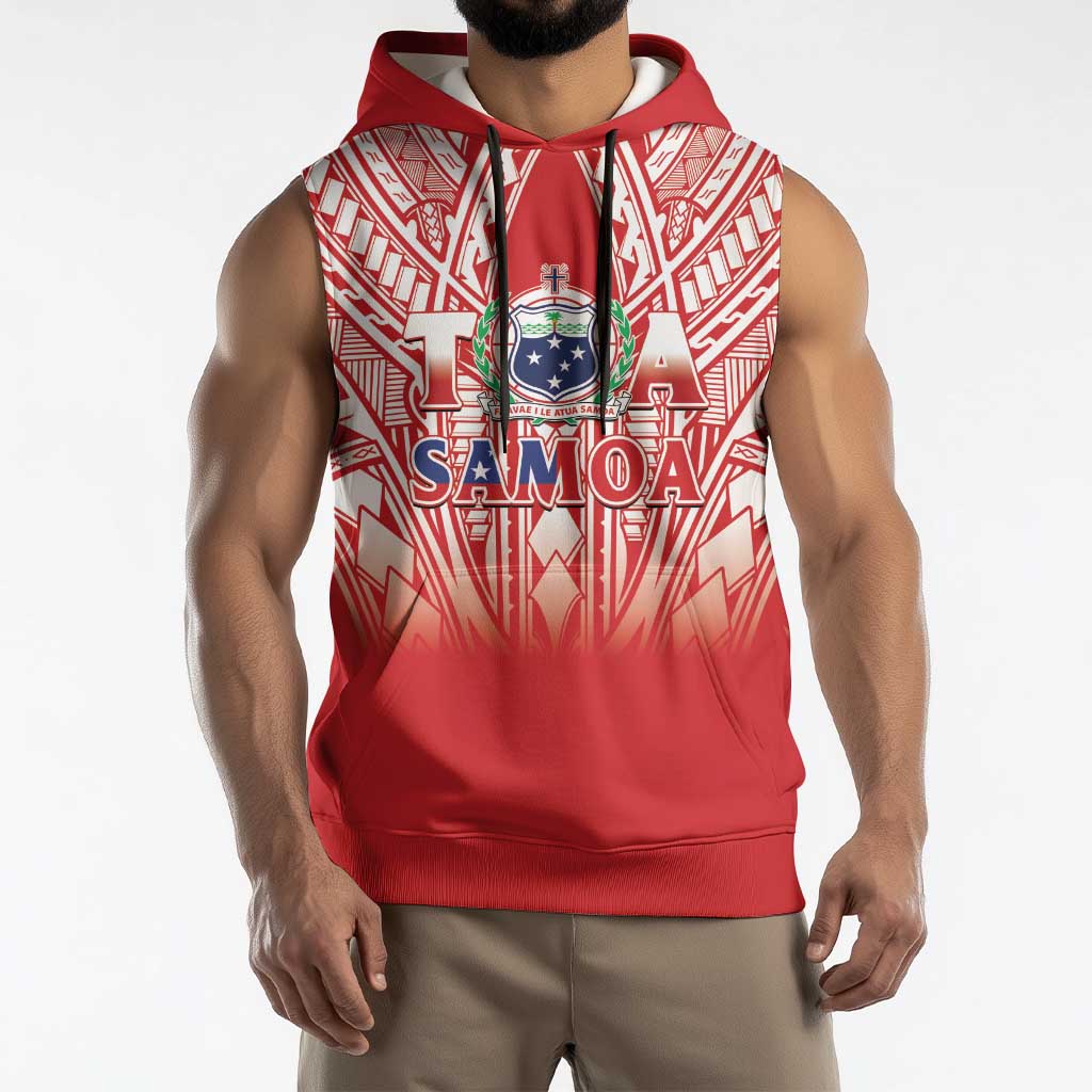 Toa Samoa Rugby Custom Sleeveless Hoodie Samoa mo Samoa Polynesian Pacific Red - Polynesian Pride