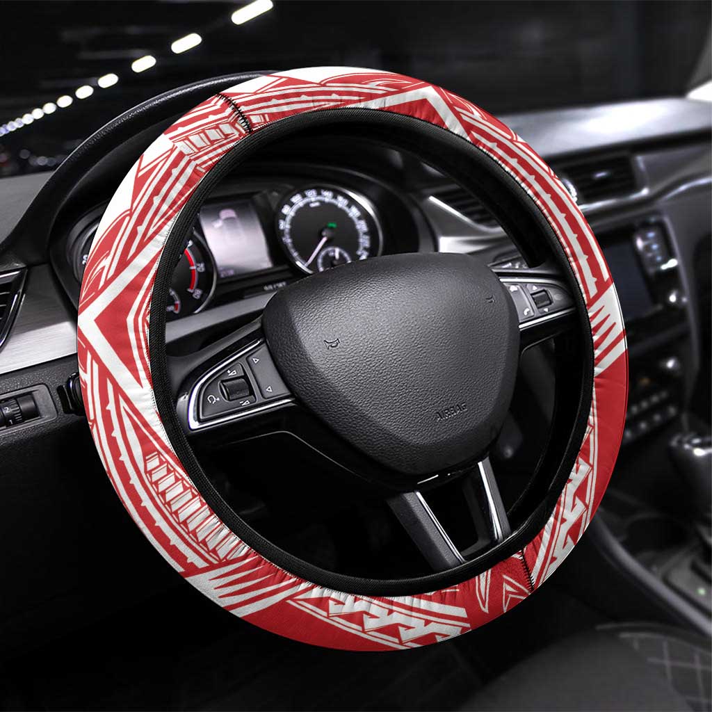 Toa Samoa Rugby Steering Wheel Cover Samoa mo Samoa Polynesian Pacific Red - Polynesian Pride