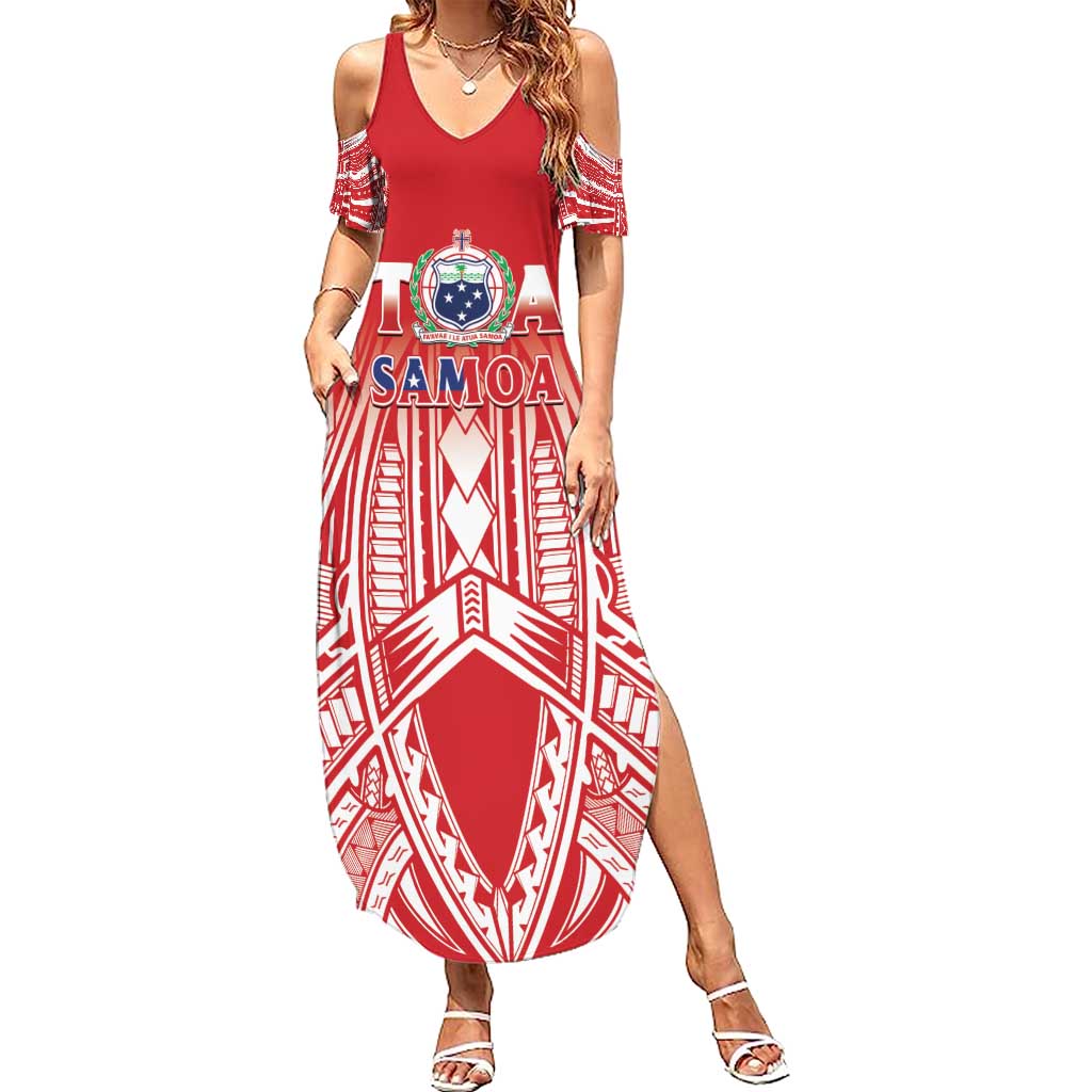 Toa Samoa Rugby Custom Summer Maxi Dress Samoa mo Samoa Polynesian Pacific Red - Polynesian Pride