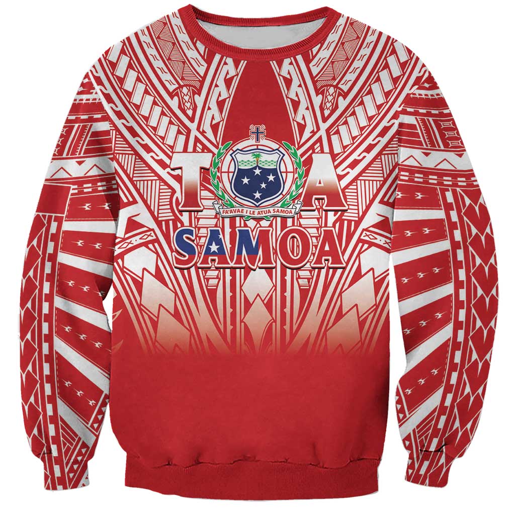 Toa Samoa Rugby Custom Sweatshirt Samoa mo Samoa Polynesian Pacific Red - Polynesian Pride
