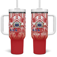 Toa Samoa Rugby Custom Tumbler With Handle Samoa mo Samoa Polynesian Pacific Red - Polynesian Pride