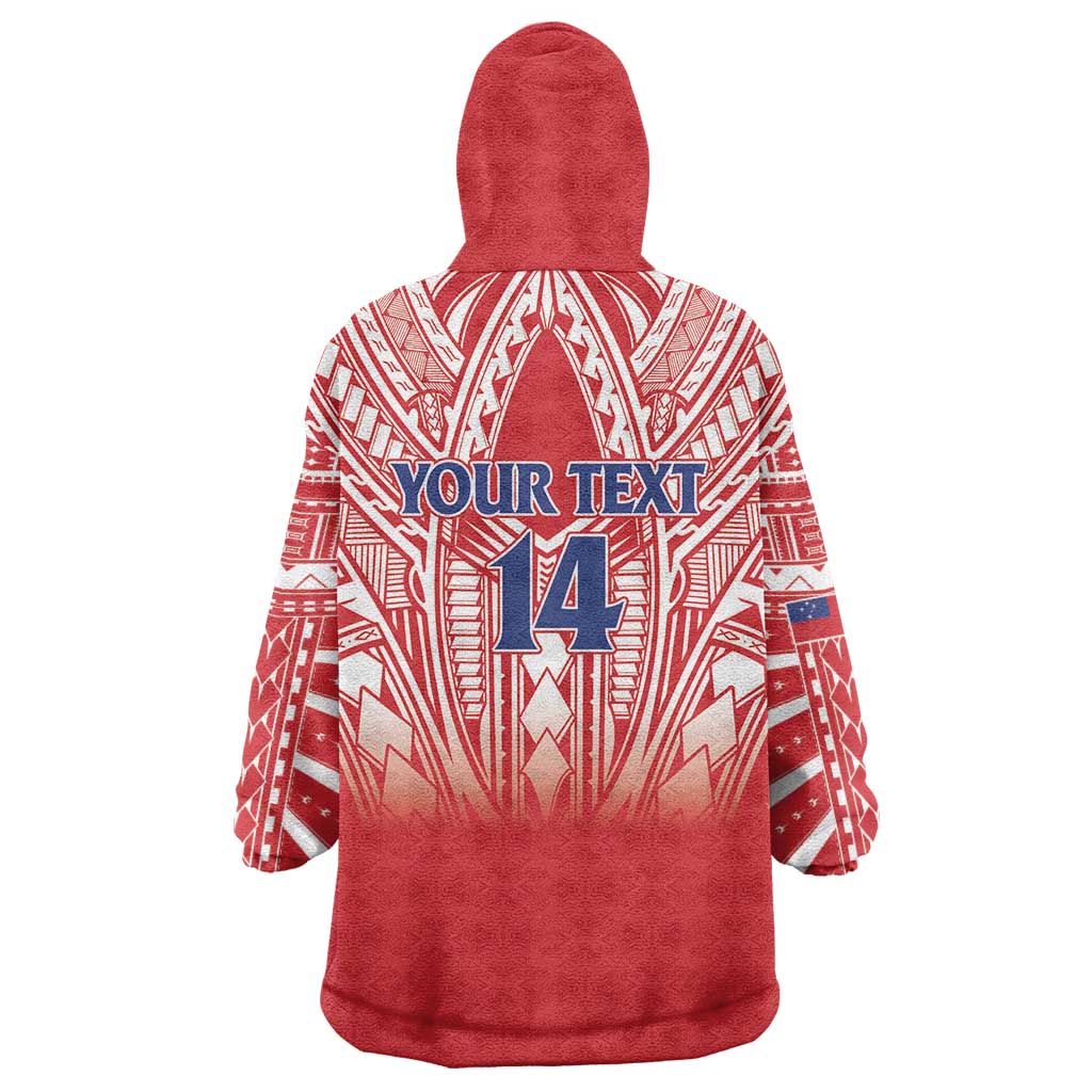 Toa Samoa Rugby Custom Wearable Blanket Hoodie Samoa mo Samoa Polynesian Pacific Red - Polynesian Pride