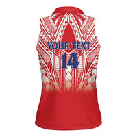 Toa Samoa Rugby Custom Women Sleeveless Polo Shirt Samoa mo Samoa Polynesian Pacific Red - Polynesian Pride