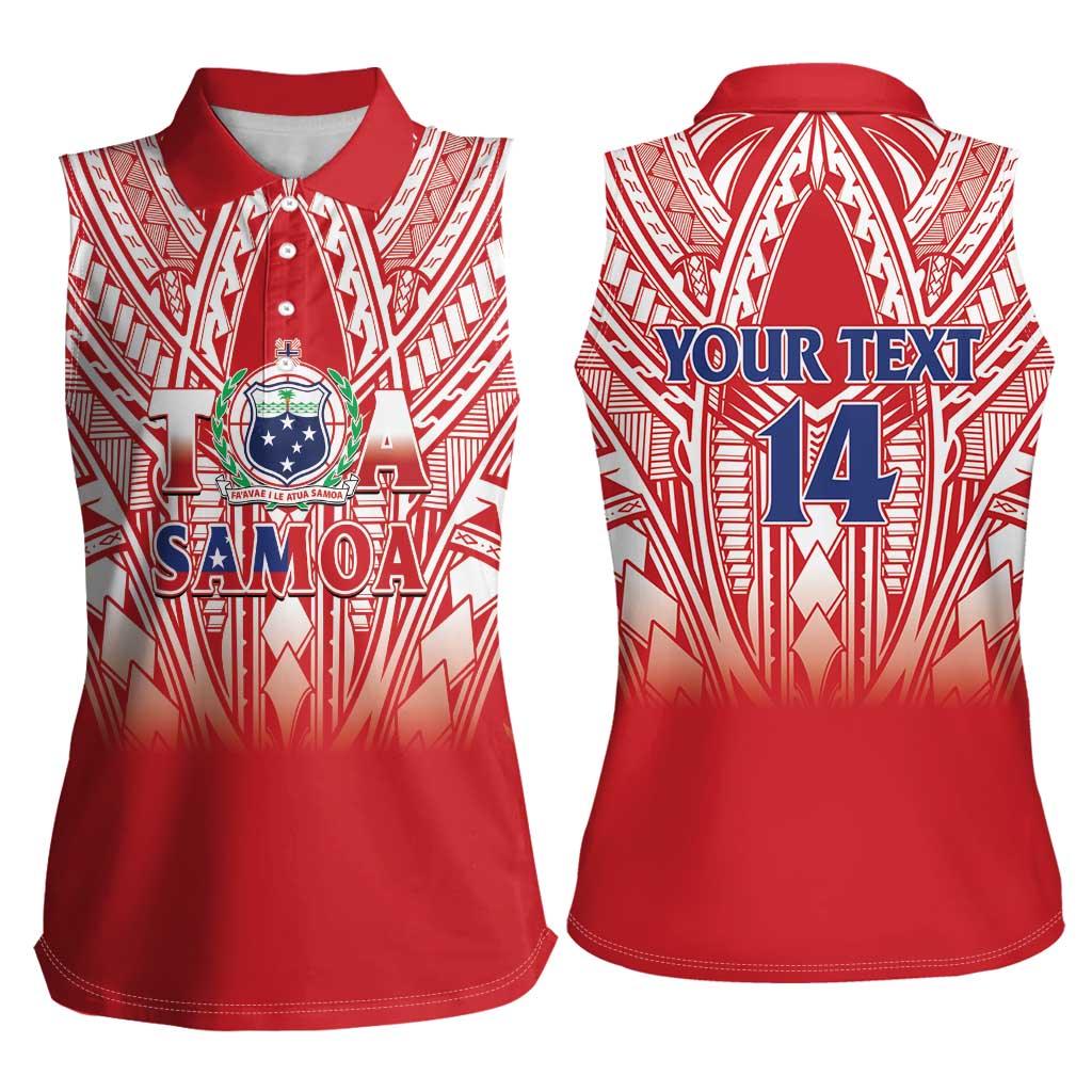 Toa Samoa Rugby Custom Women Sleeveless Polo Shirt Samoa mo Samoa Polynesian Pacific Red - Polynesian Pride