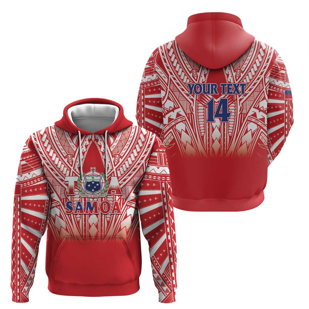 Toa Samoa Rugby Custom Zip Hoodie Samoa mo Samoa Polynesian Pacific Red - Polynesian Pride