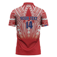 Toa Samoa Rugby Custom Zipper Polo Shirt Samoa mo Samoa Polynesian Pacific Red - Polynesian Pride