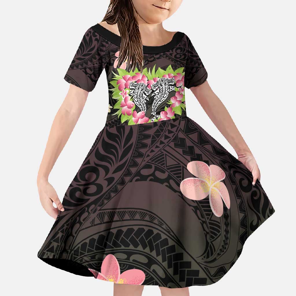 Polynesia Valentine's Day Family Matching Long Sleeve Bodycon Dress and Hawaiian Shirt Hammerhead Shark Plumeria With Polynesian Pattern