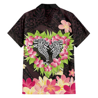 Polynesia Valentine's Day Family Matching Tank Maxi Dress and Hawaiian Shirt Hammerhead Shark Plumeria With Polynesian Pattern
