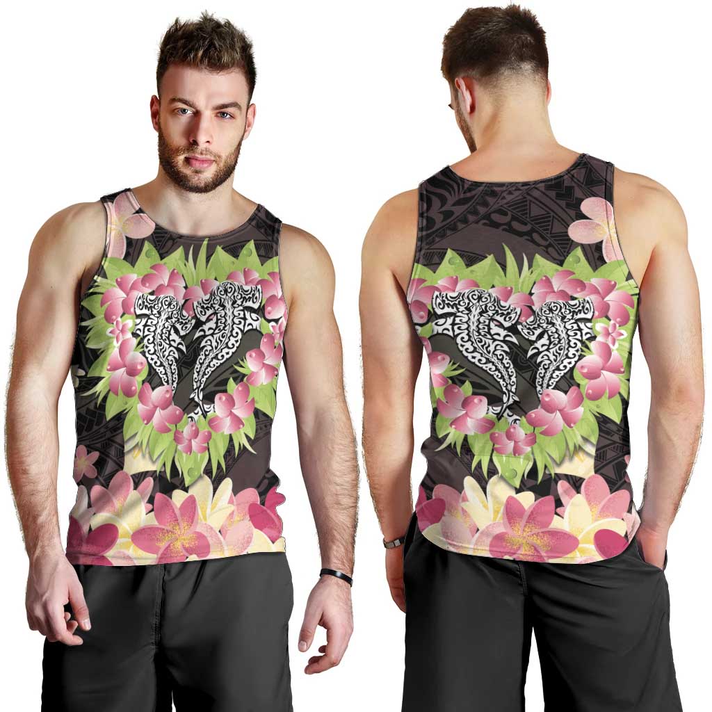 Polynesia Valentine's Day Men Tank Top Hammerhead Shark Plumeria With Polynesian Pattern