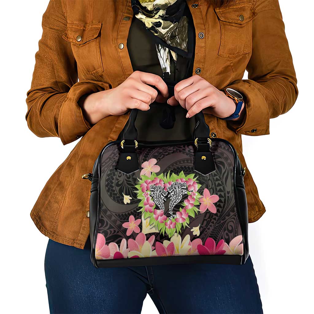 Polynesia Valentine's Day Shoulder Handbag Hammerhead Shark Plumeria With Polynesian Pattern