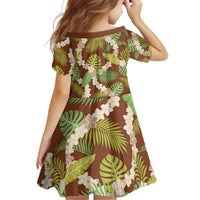 Brown Hawaii Plumeria Lei With Tropical Leaves Family Matching Off Shoulder Maxi Dress and Hawaiian Shirt LT14 - Polynesian Pride