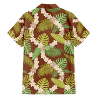 Brown Hawaii Plumeria Lei With Tropical Leaves Family Matching Tank Maxi Dress and Hawaiian Shirt LT14 - Polynesian Pride