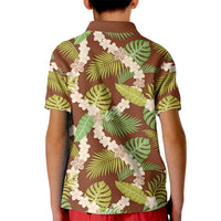 Brown Hawaii Plumeria Lei With Tropical Leaves Kid Polo Shirt