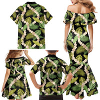 Black Hawaii Plumeria Lei With Tropical Leaves Family Matching Mermaid Dress and Hawaiian Shirt LT14 - Polynesian Pride