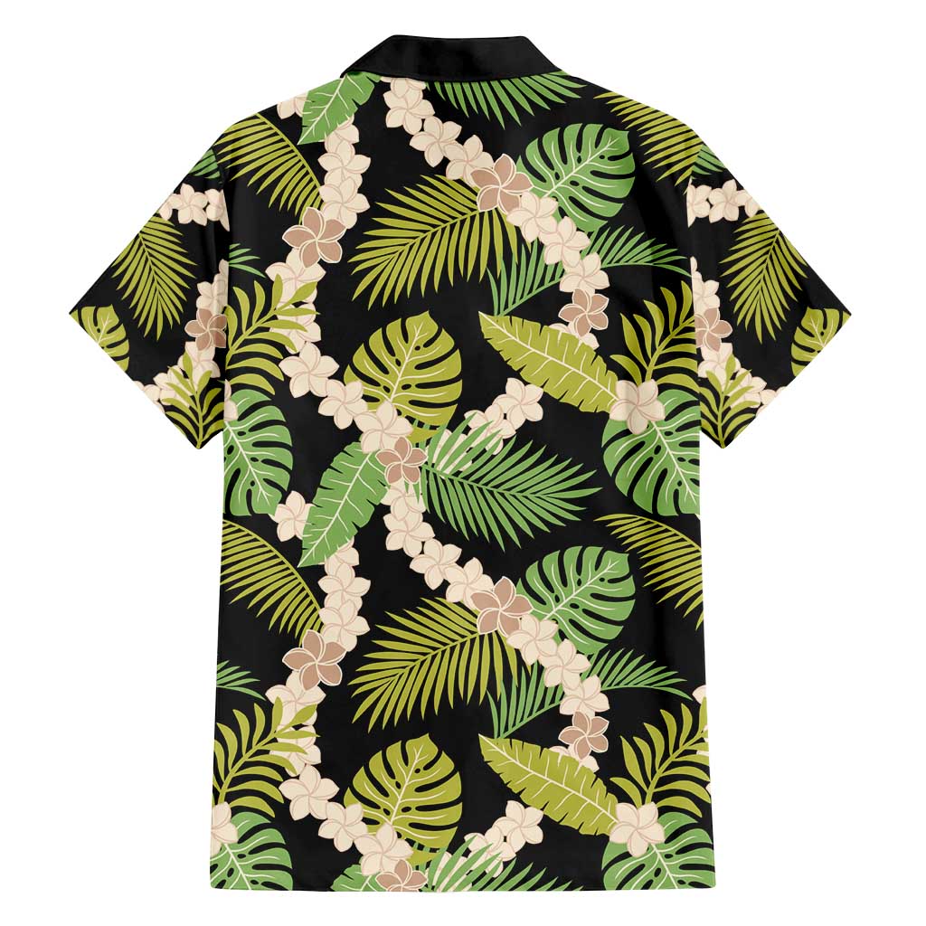 Black Hawaii Plumeria Lei With Tropical Leaves Family Matching Tank Maxi Dress and Hawaiian Shirt LT14 - Polynesian Pride
