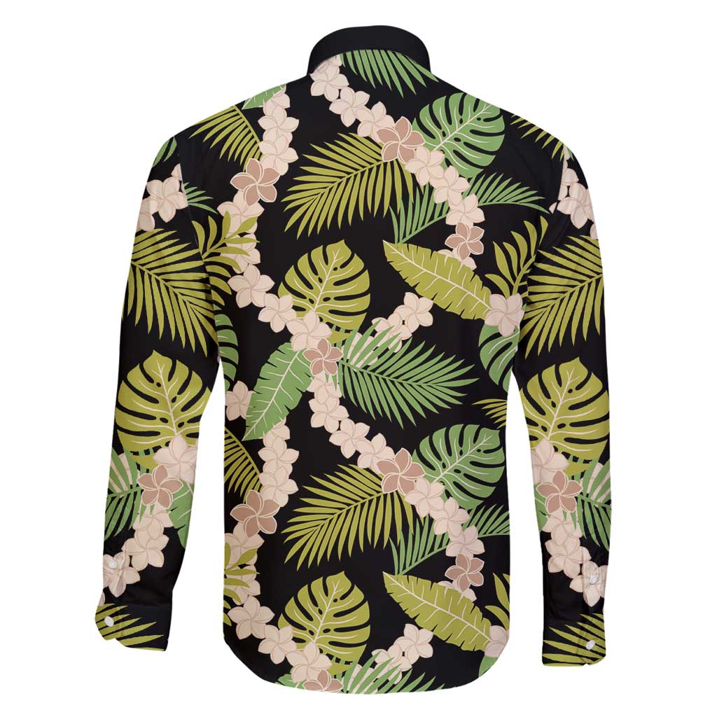 Black Hawaii Plumeria Lei With Tropical Leaves Family Matching Tank Maxi Dress and Hawaiian Shirt LT14 - Polynesian Pride