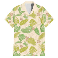 Beige Hawaii Plumeria Lei With Tropical Leaves Family Matching Long Sleeve Bodycon Dress and Hawaiian Shirt LT14 Dad's Shirt - Short Sleeve Beige - Polynesian Pride